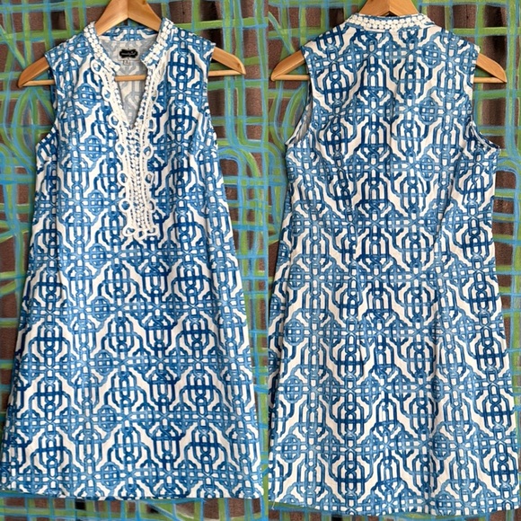 Mud Pie Women's sleeveless mini dress in geometric  Print size small - Picture 2 of 11